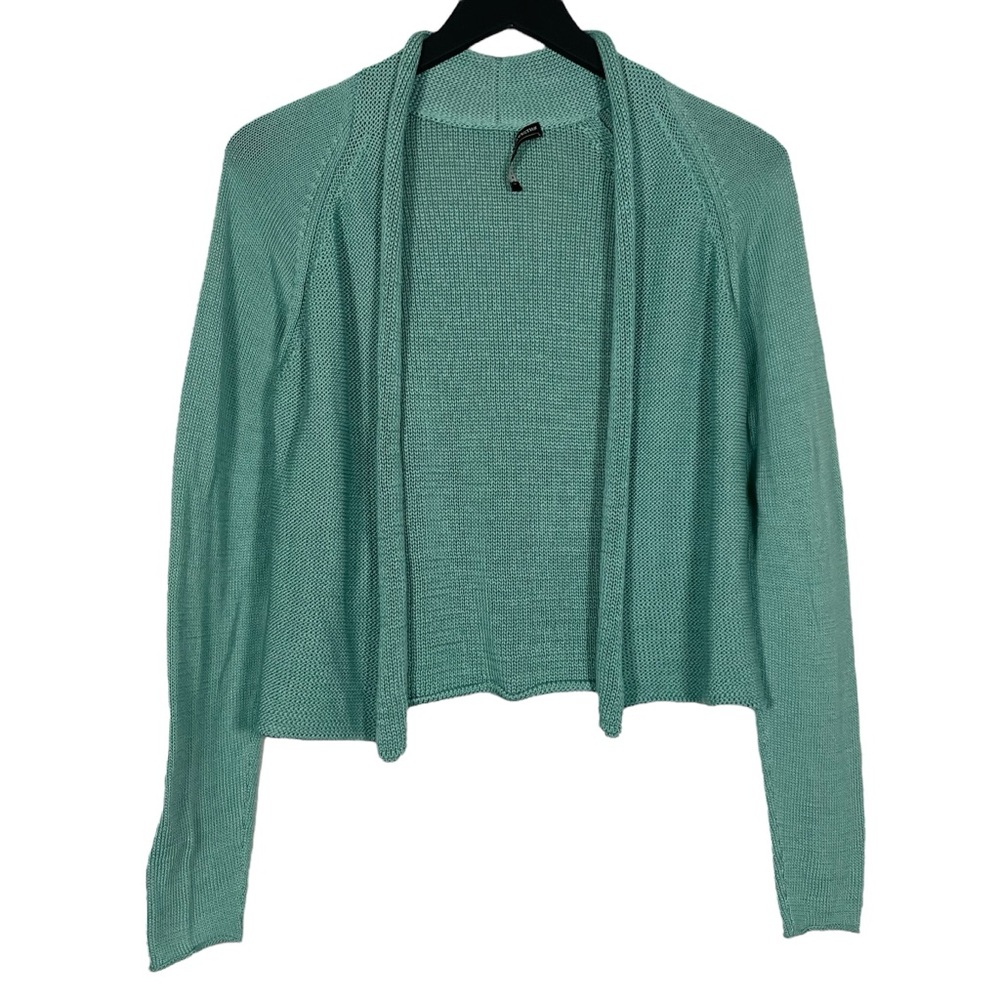 Peruvian Connection Size S Minimalist Cardigan 100% Pima Cotton in Green - Picture 1 of 5